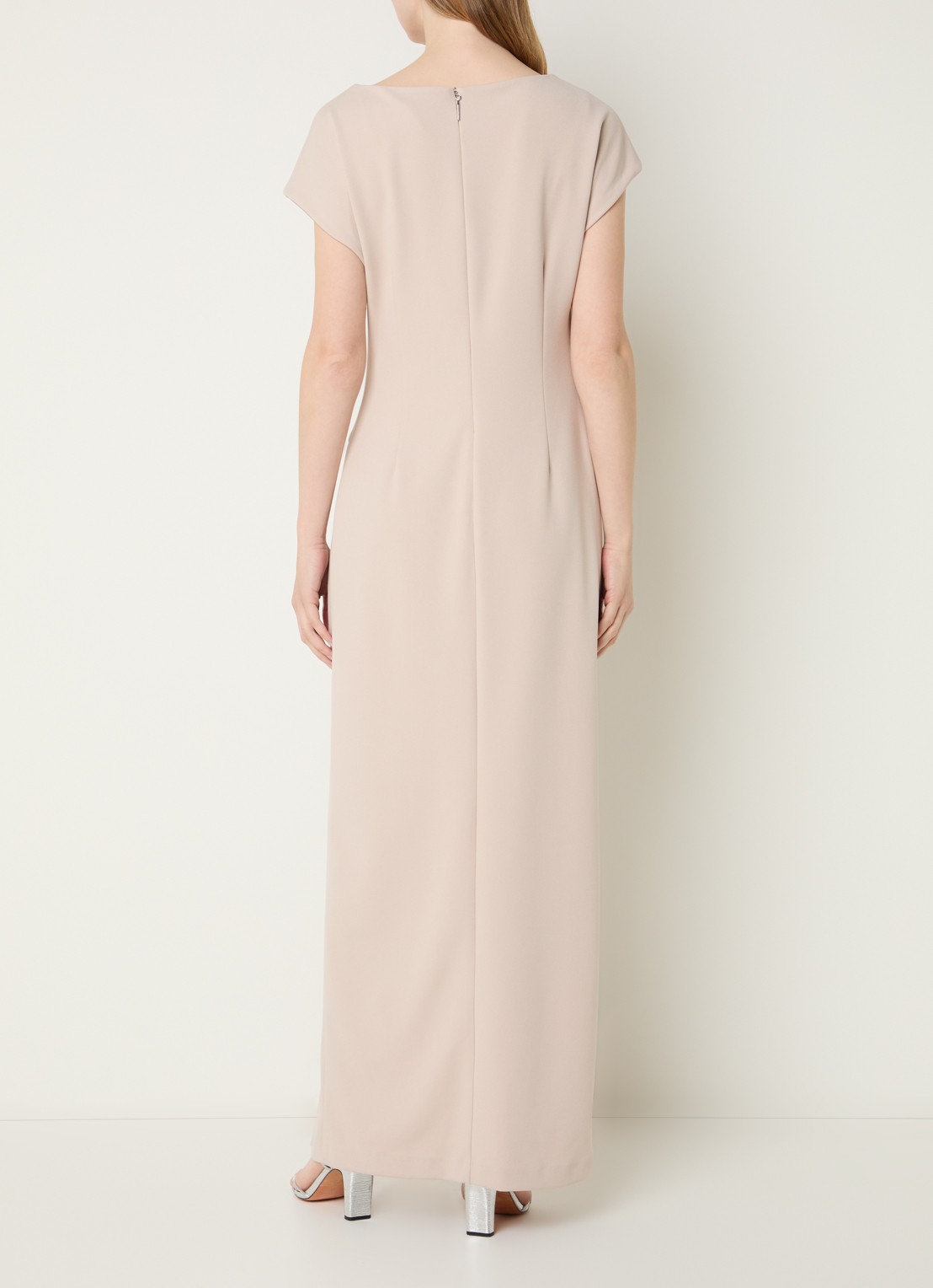 Joseph Ribkoff Maxi jurk met plooidetail en strass - achterkant 2 donkerbeige