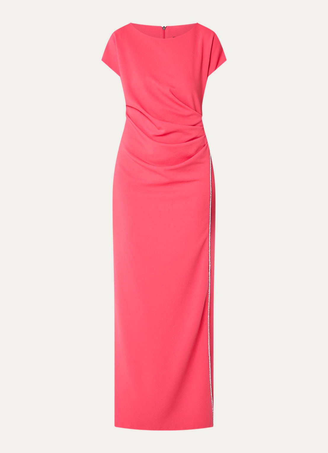 Joseph Ribkoff Maxi jurk met plooidetail en strass - voorkant 2 koraalroze