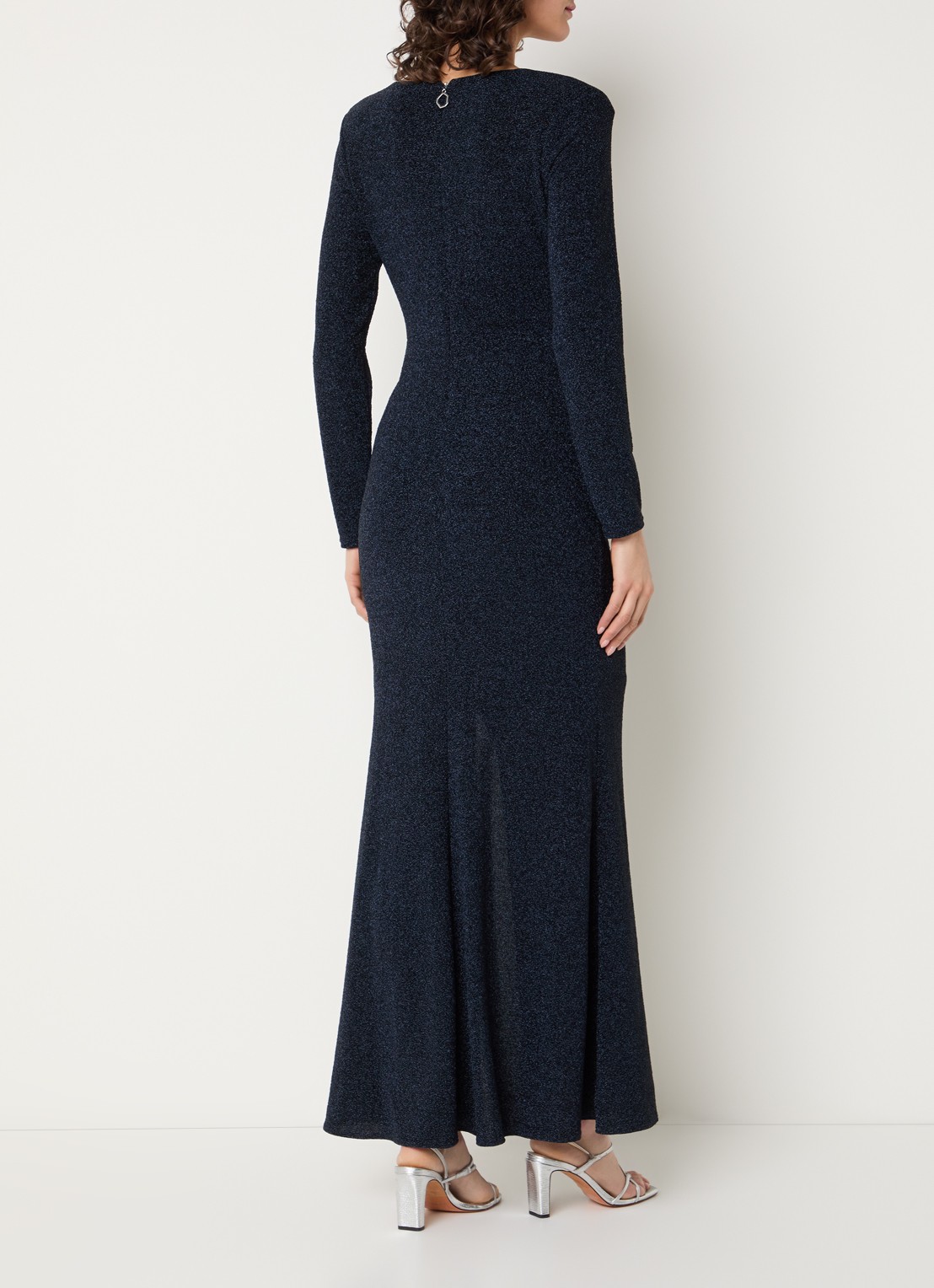 Joseph Ribkoff Maxi jurk met split en V-hals - achterkant 4 donkerblauw