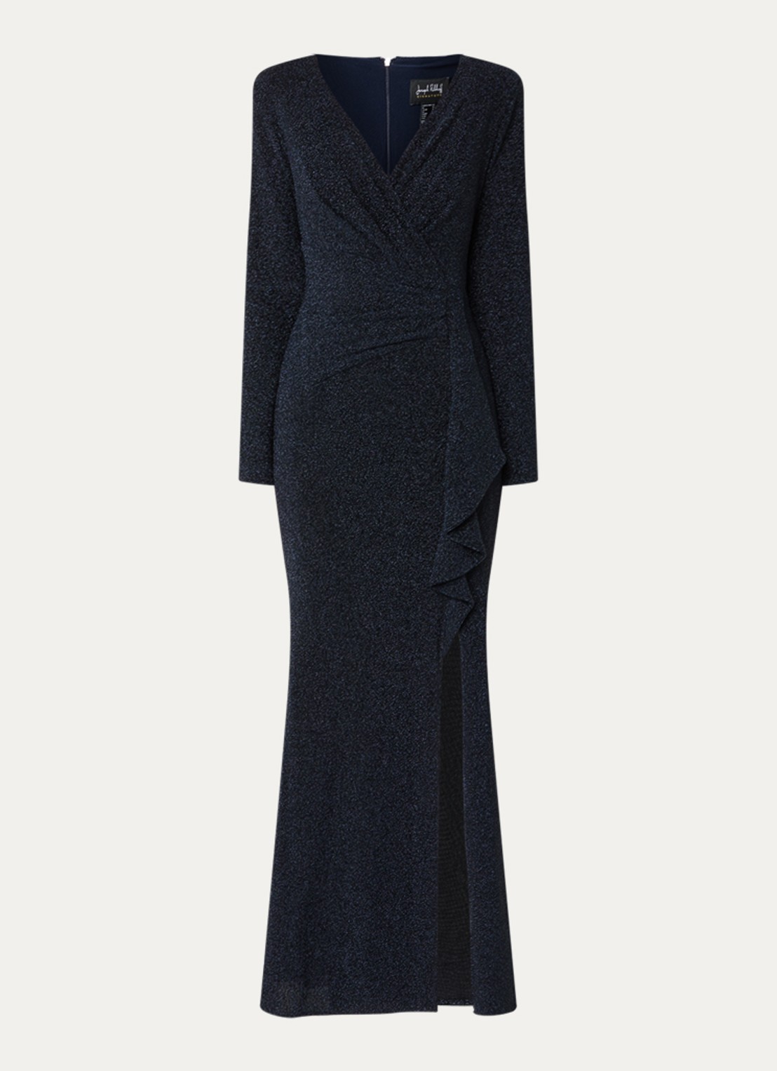 Joseph Ribkoff Maxi jurk met split en V-hals - voorkant donkerblauw