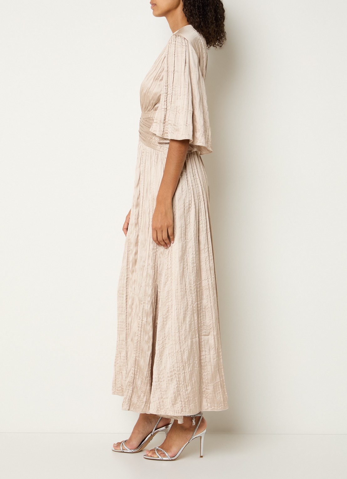Joseph Ribkoff Maxi tuniekjurk met V-hals - voorkant 2 beige
