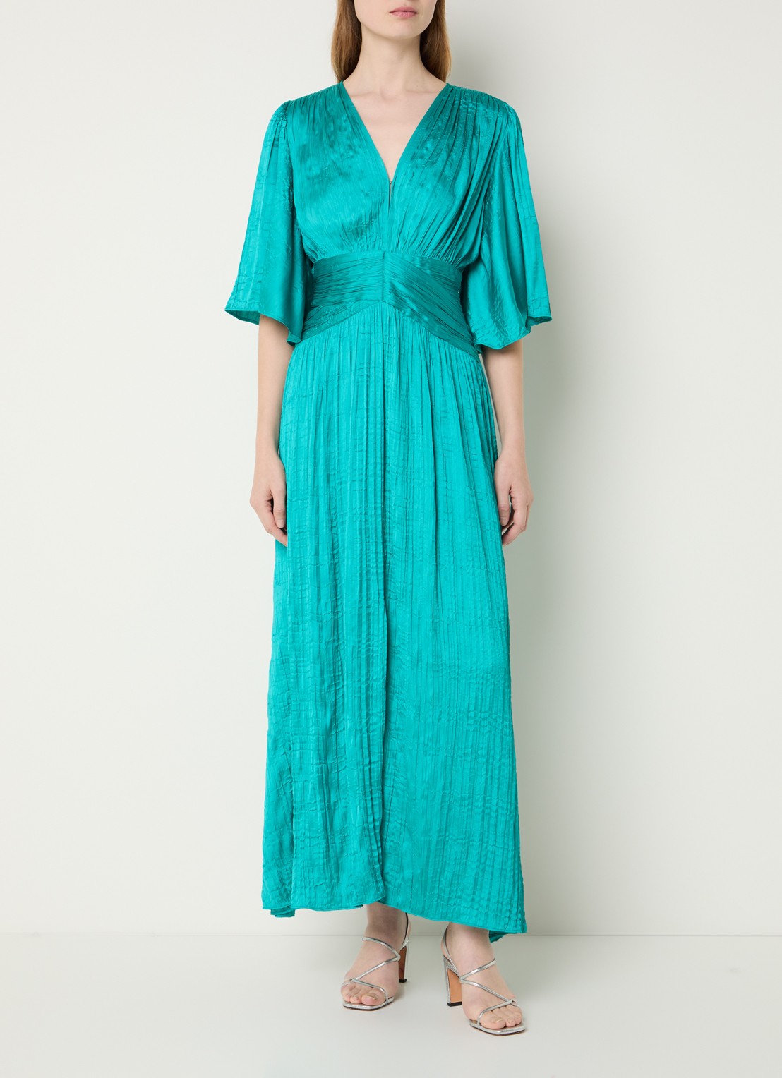 Joseph Ribkoff Maxi tuniekjurk met V-hals - detail 4 turquoise