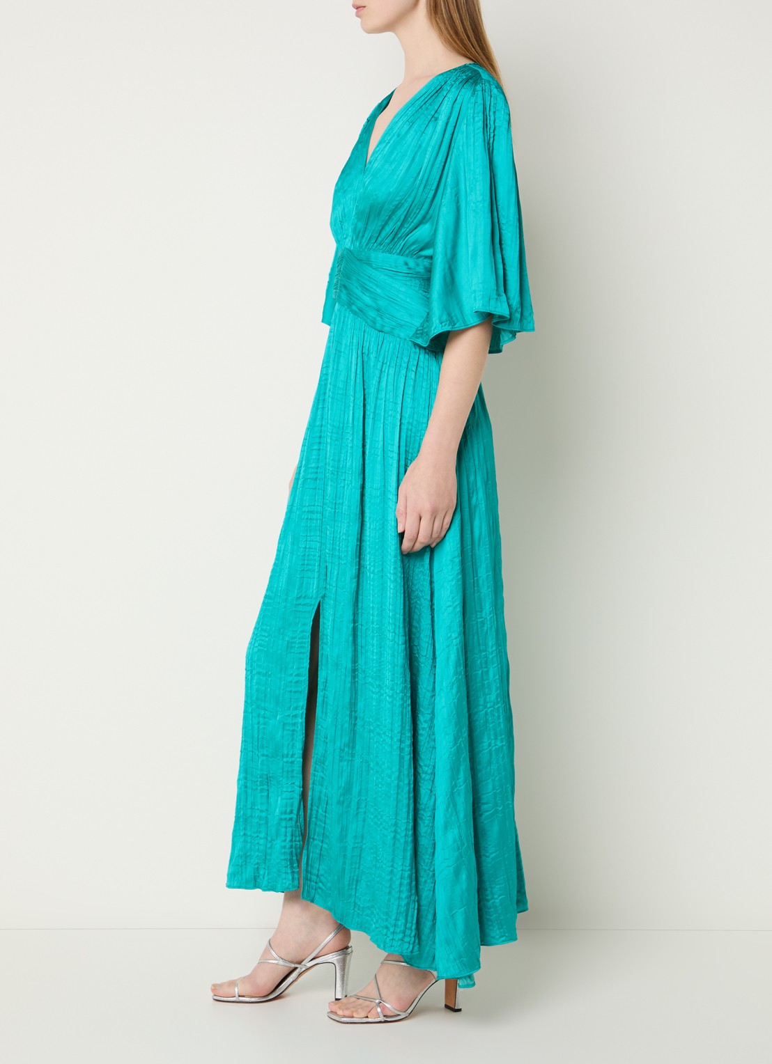 Joseph Ribkoff Maxi tuniekjurk met V-hals - voorkant 2 turquoise