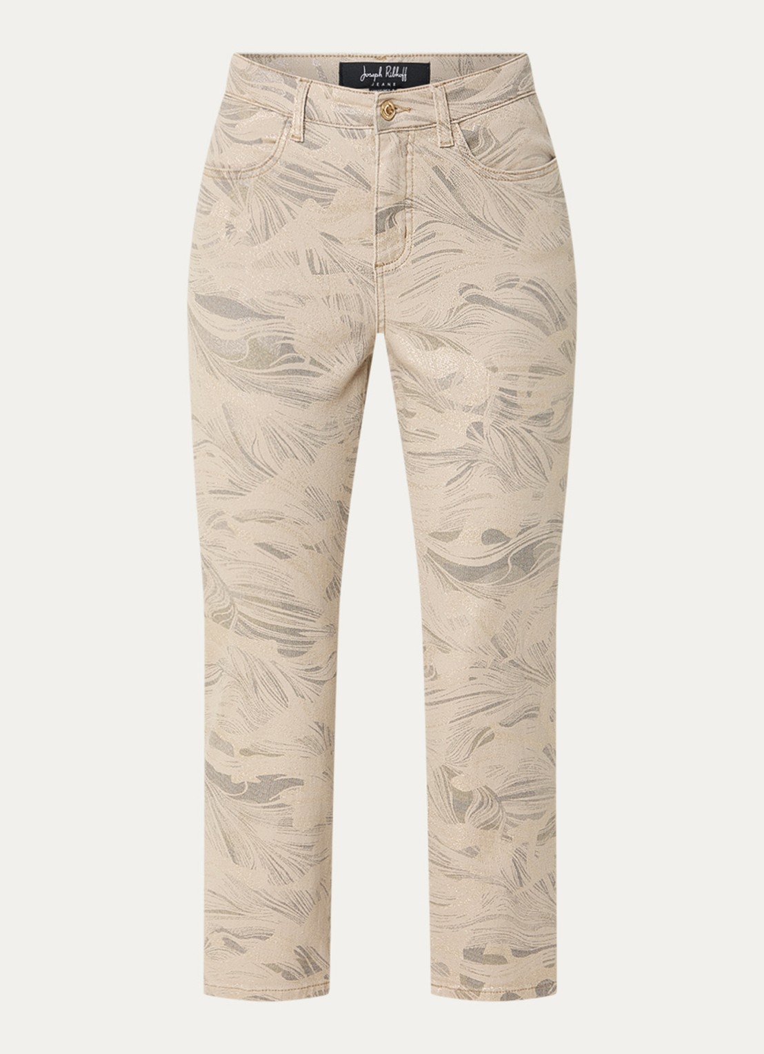 Joseph Ribkoff Mid waist cropped slim fit jeans met gekleurde wassing en print - voorkant 2 beige