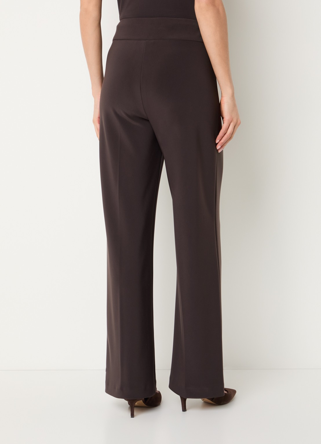 Joseph Ribkoff Mid waist flared fit broek met stretch - achterkant 4 donkerbruin
