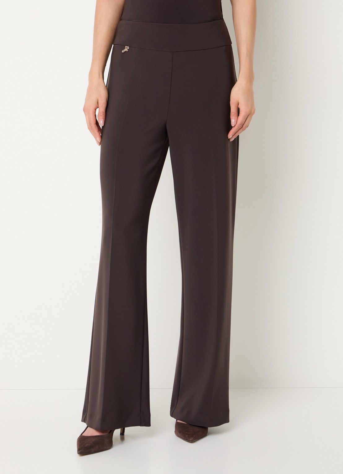 Joseph Ribkoff Mid waist flared fit broek met stretch - detail 3 donkerbruin