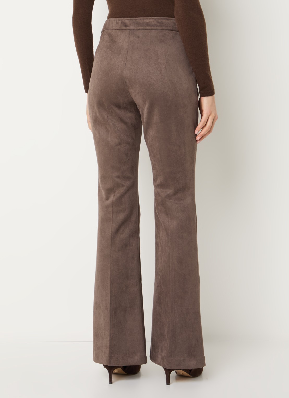 Joseph Ribkoff Mid waist flared fit broek van fluweel - achterkant bruin