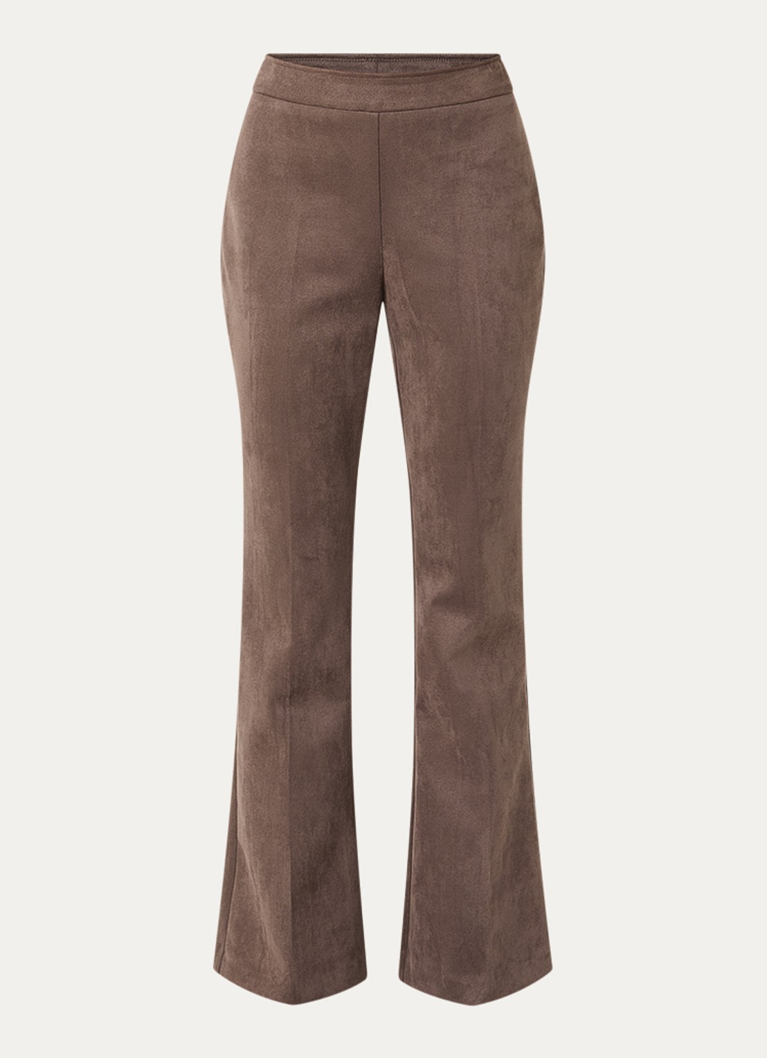 Joseph Ribkoff Mid waist flared fit broek van fluweel - voorkant 2 bruin
