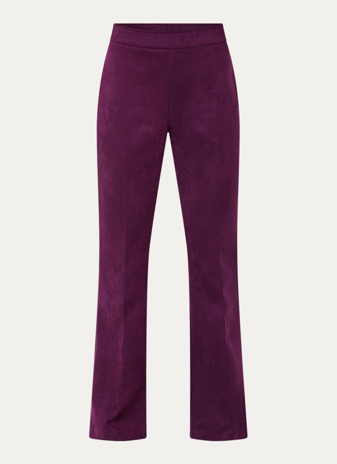 Joseph Ribkoff Mid waist flared fit broek van fluweel - voorkant 2 aubergine