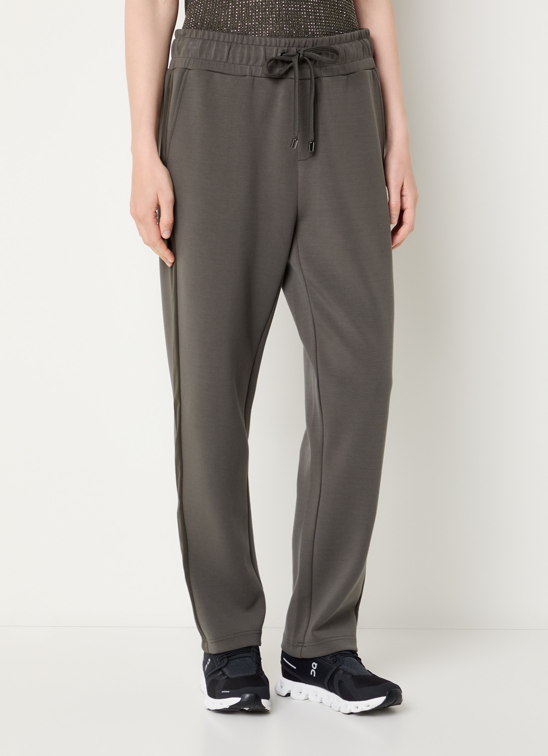 Joseph Ribkoff Mid waist slim fit joggingbroek met steekzakken - detail 3 olijfgroen