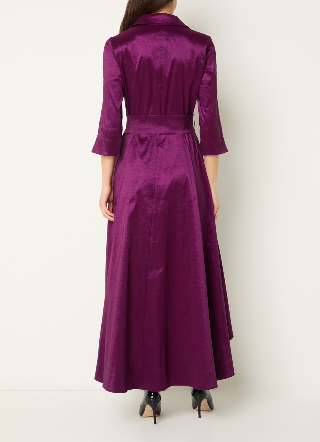 Joseph Ribkoff Midi blazerjurk met steekzakken en glanzende finish - achterkant aubergine