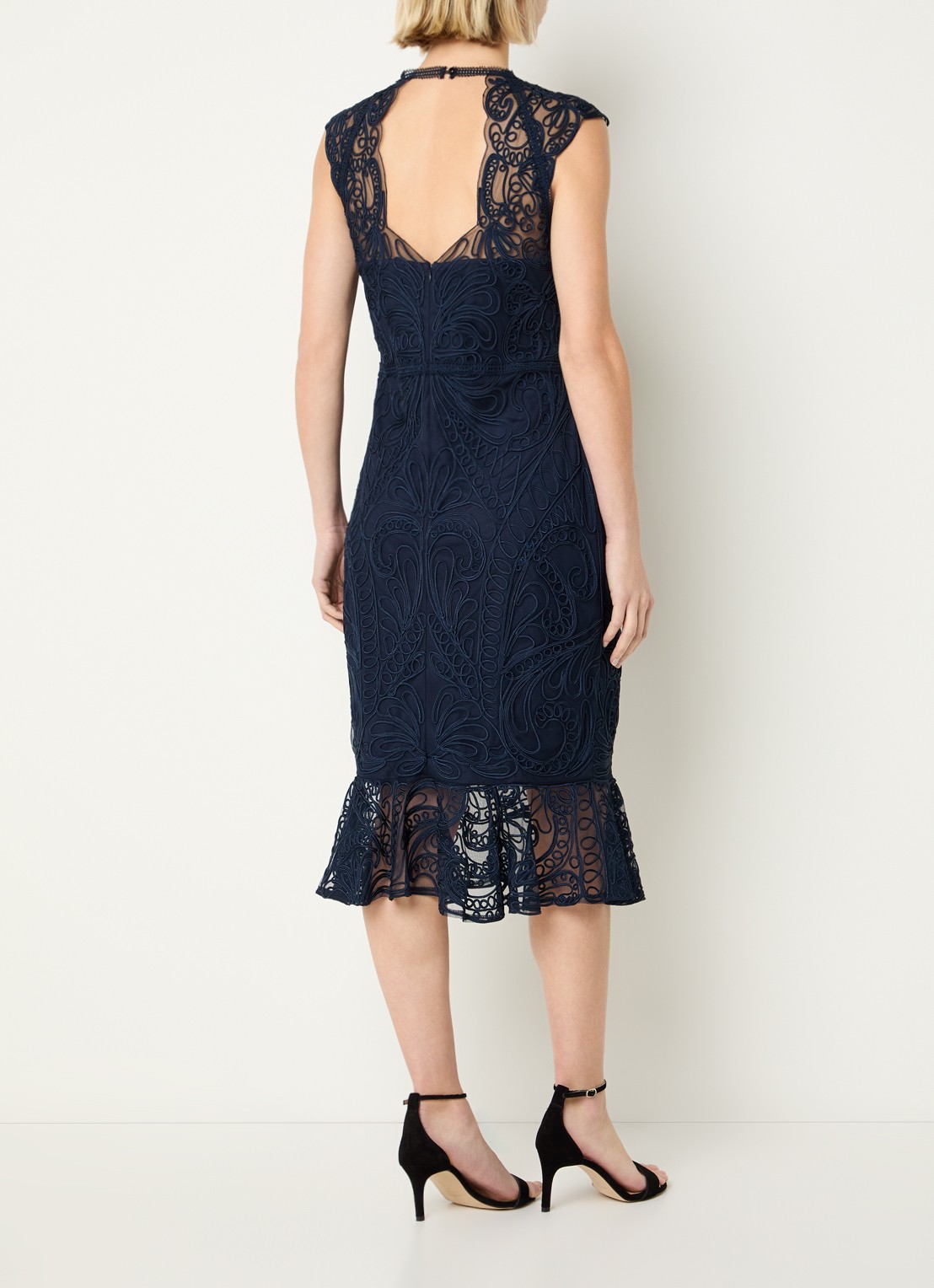 Joseph Ribkoff Midi jurk met borduring - achterkant 3 donkerblauw