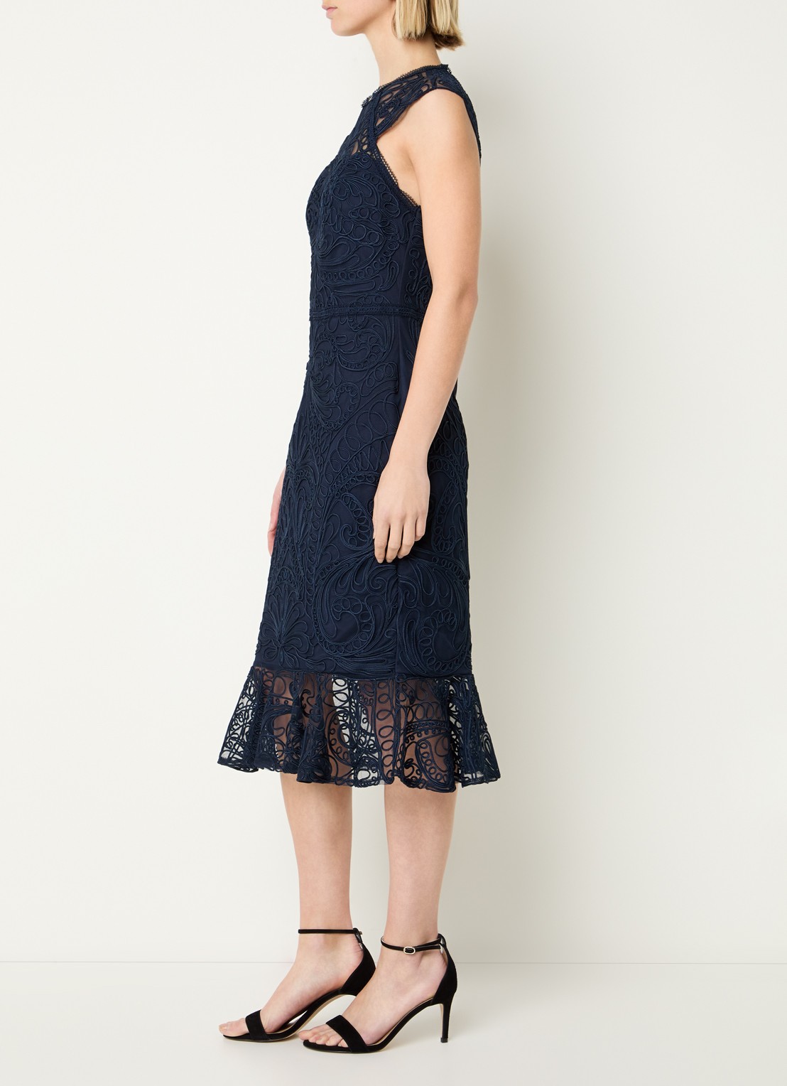 Joseph Ribkoff Midi jurk met borduring - voorkant 2 donkerblauw