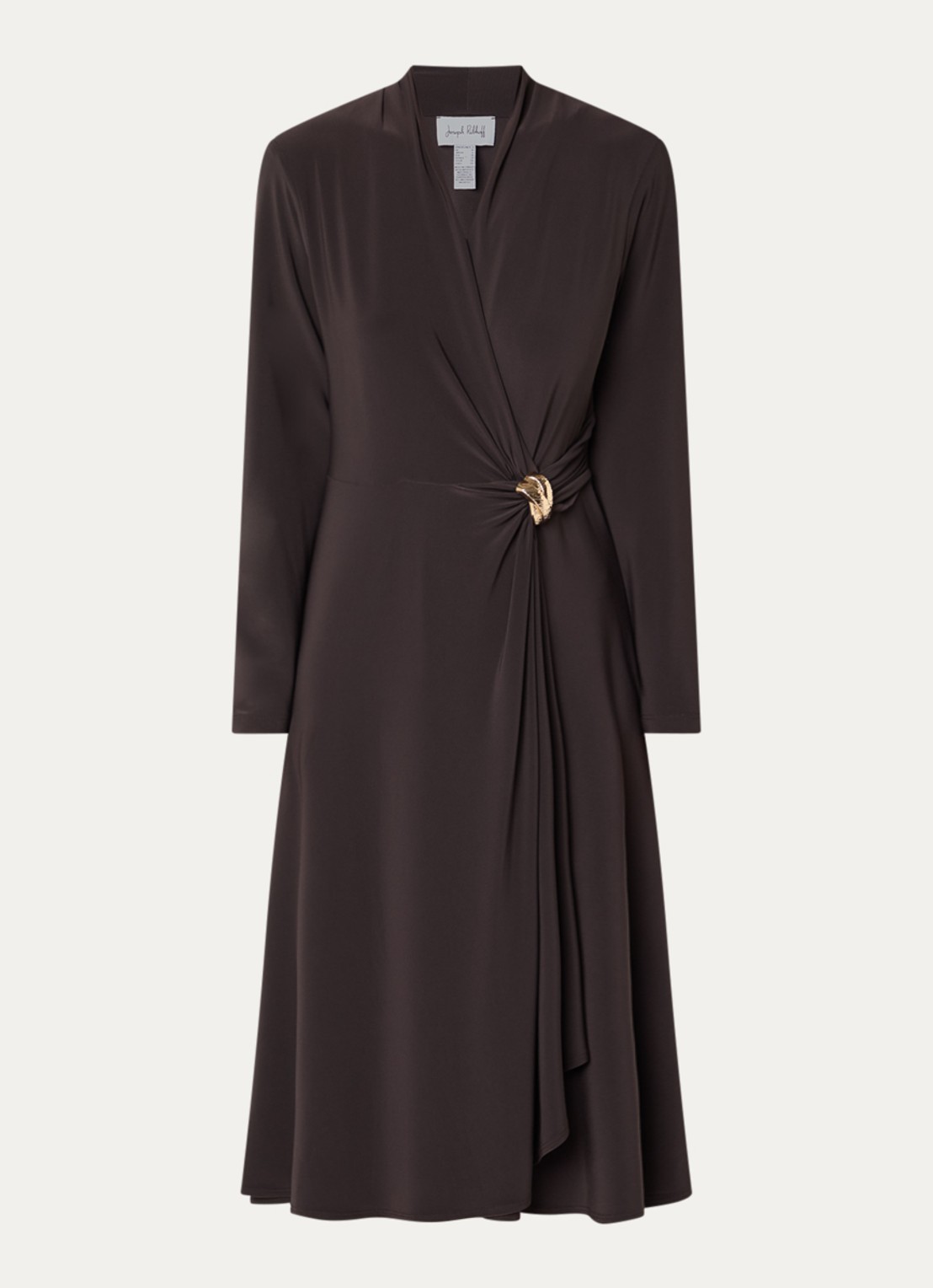 Joseph Ribkoff Midi jurk met knoopdetail - voorkant 2 donkerbruin