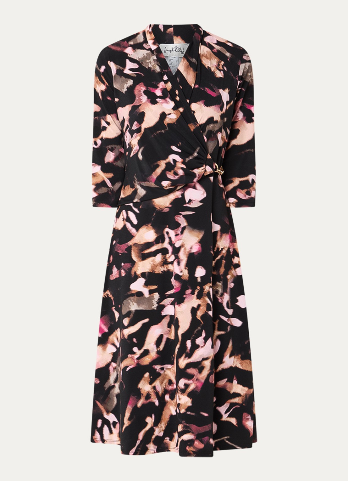 Joseph Ribkoff Midi jurk met print en kettingdetail - voorkant 3 lichtroze