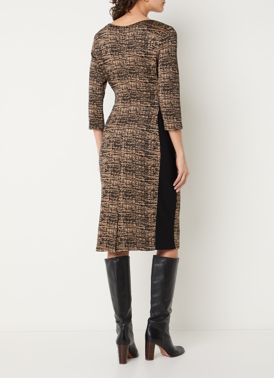 Joseph Ribkoff Midi jurk met strikceintuur - achterkant 4 camel