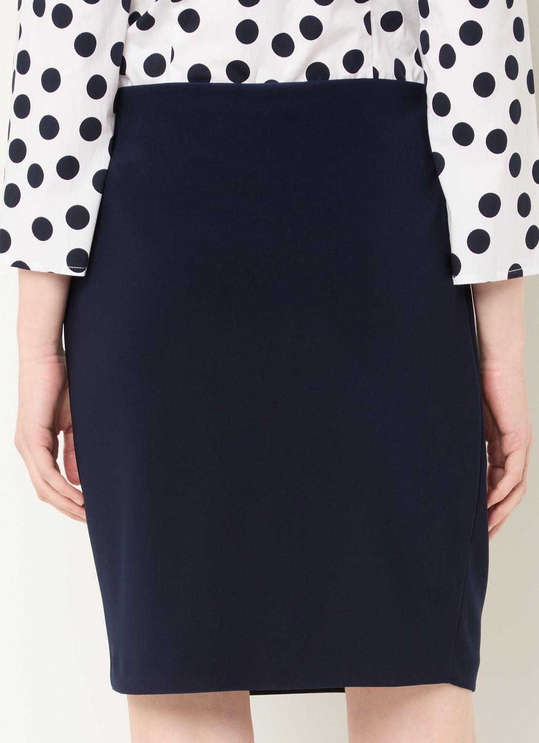 Joseph Ribkoff Midi kokerrok met stretch - achterkant 2 donkerblauw