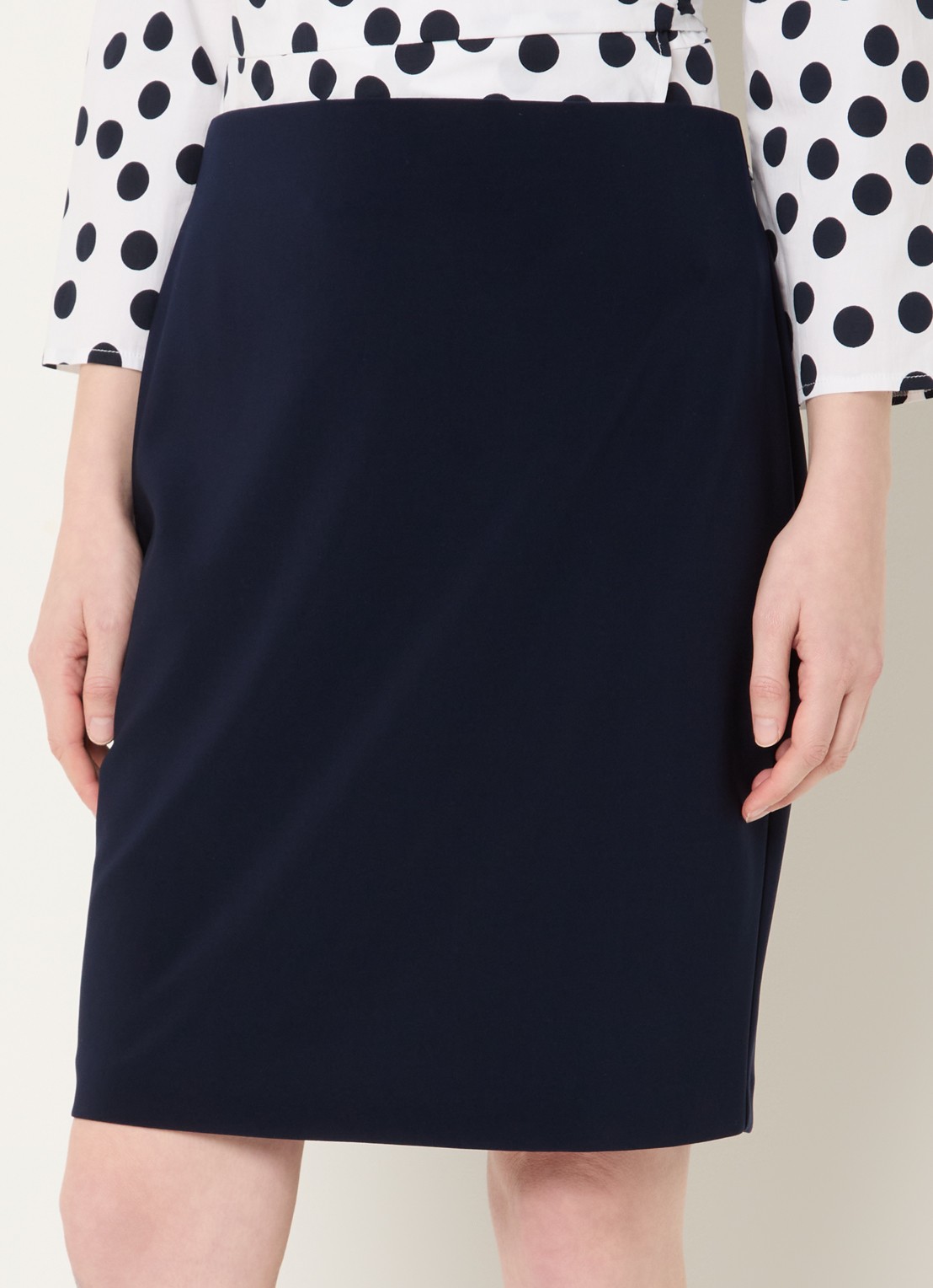 Joseph Ribkoff Midi kokerrok met stretch - detail donkerblauw