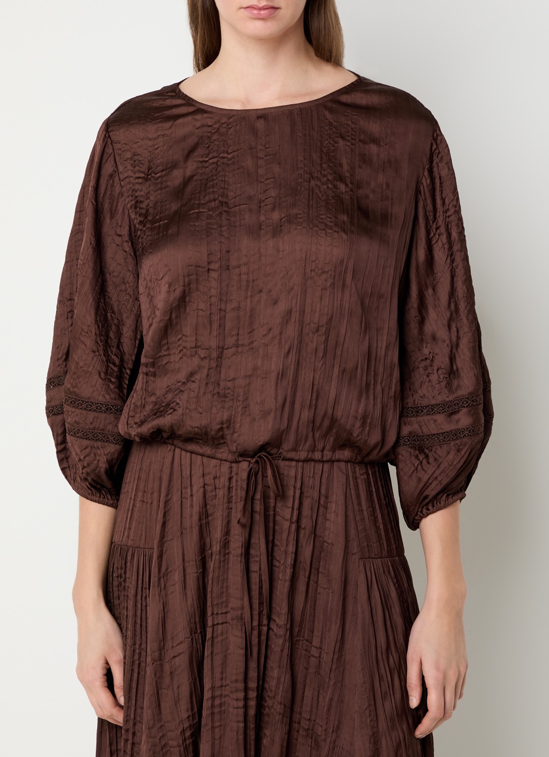 Joseph Ribkoff Midi rok met plissé - detail 4 kastanjebruin