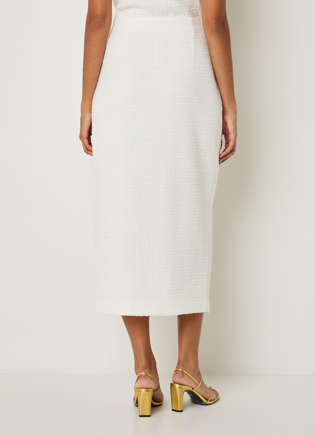 Joseph Ribkoff Midi rok met sierknopen - achterkant gebroken wit