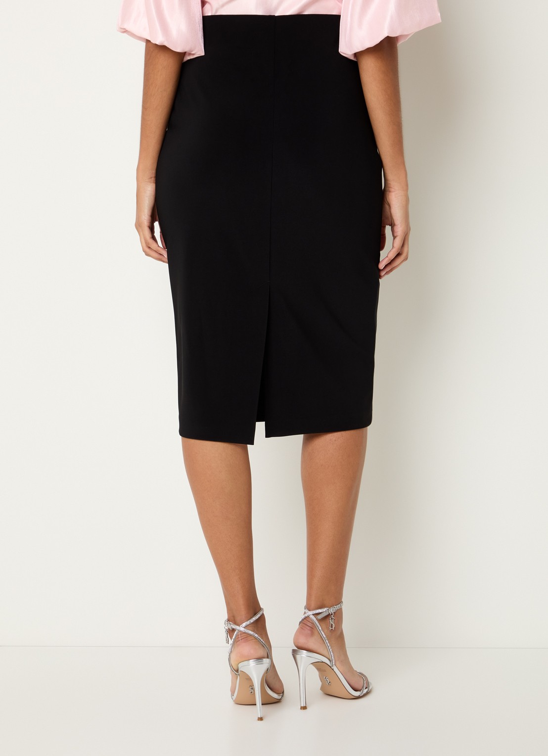 Joseph Ribkoff Midi rok met split - achterkant 3 zwart