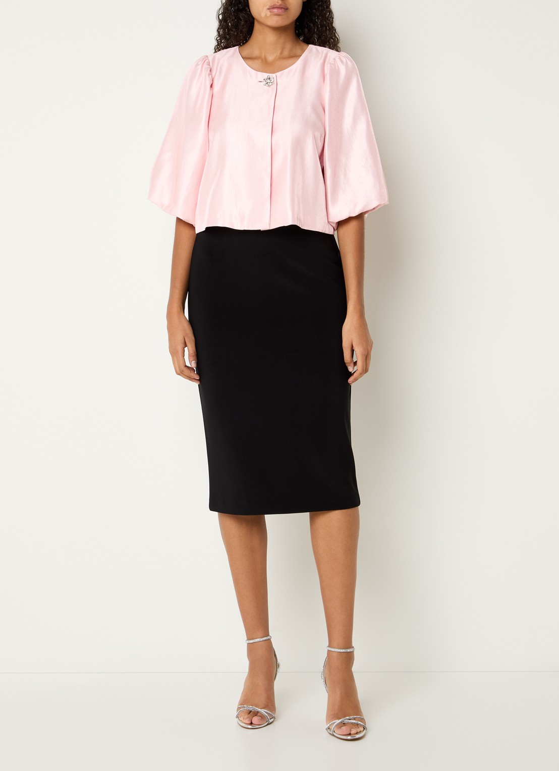 Joseph Ribkoff Midi rok met split - voorkant 2 zwart