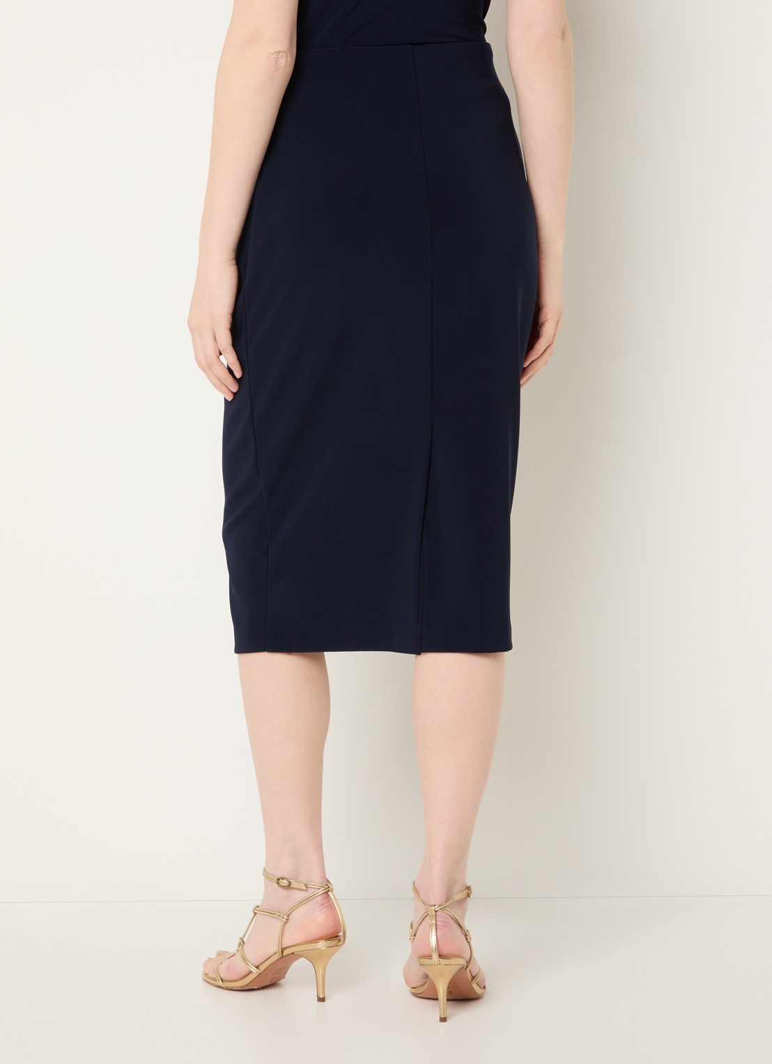 Joseph Ribkoff Midi rok met split - achterkant 2 donkerblauw