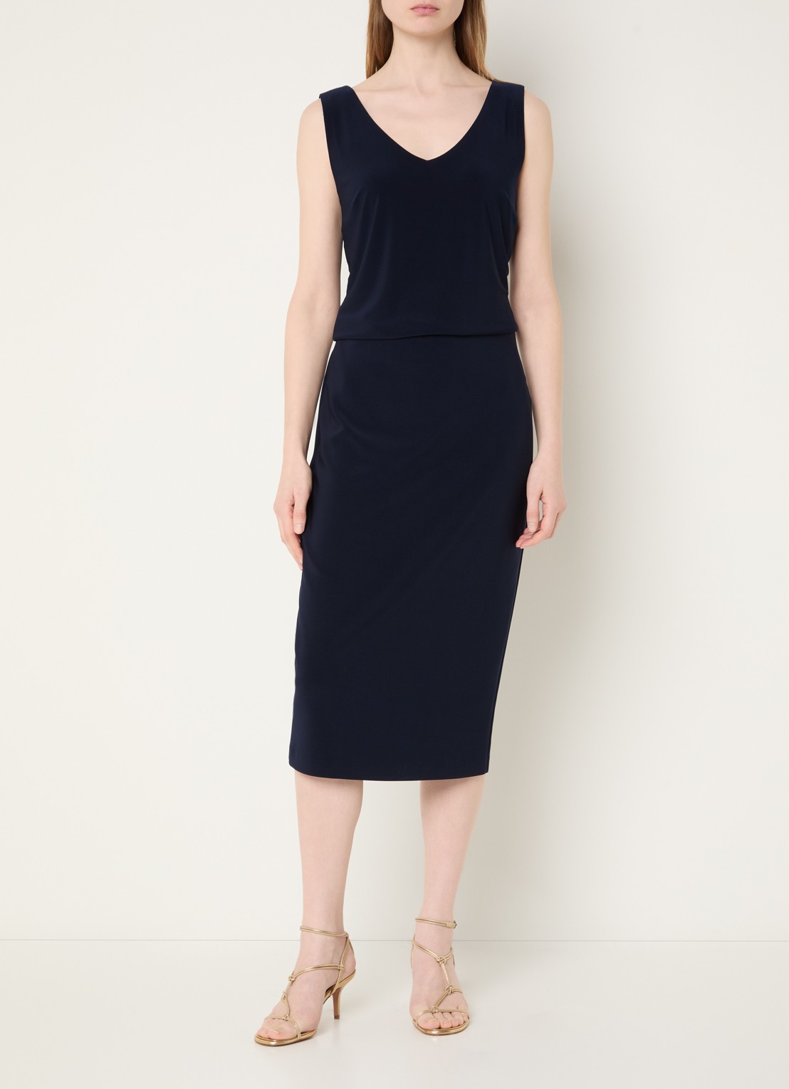Joseph Ribkoff Midi rok met split - voorkant 4 donkerblauw