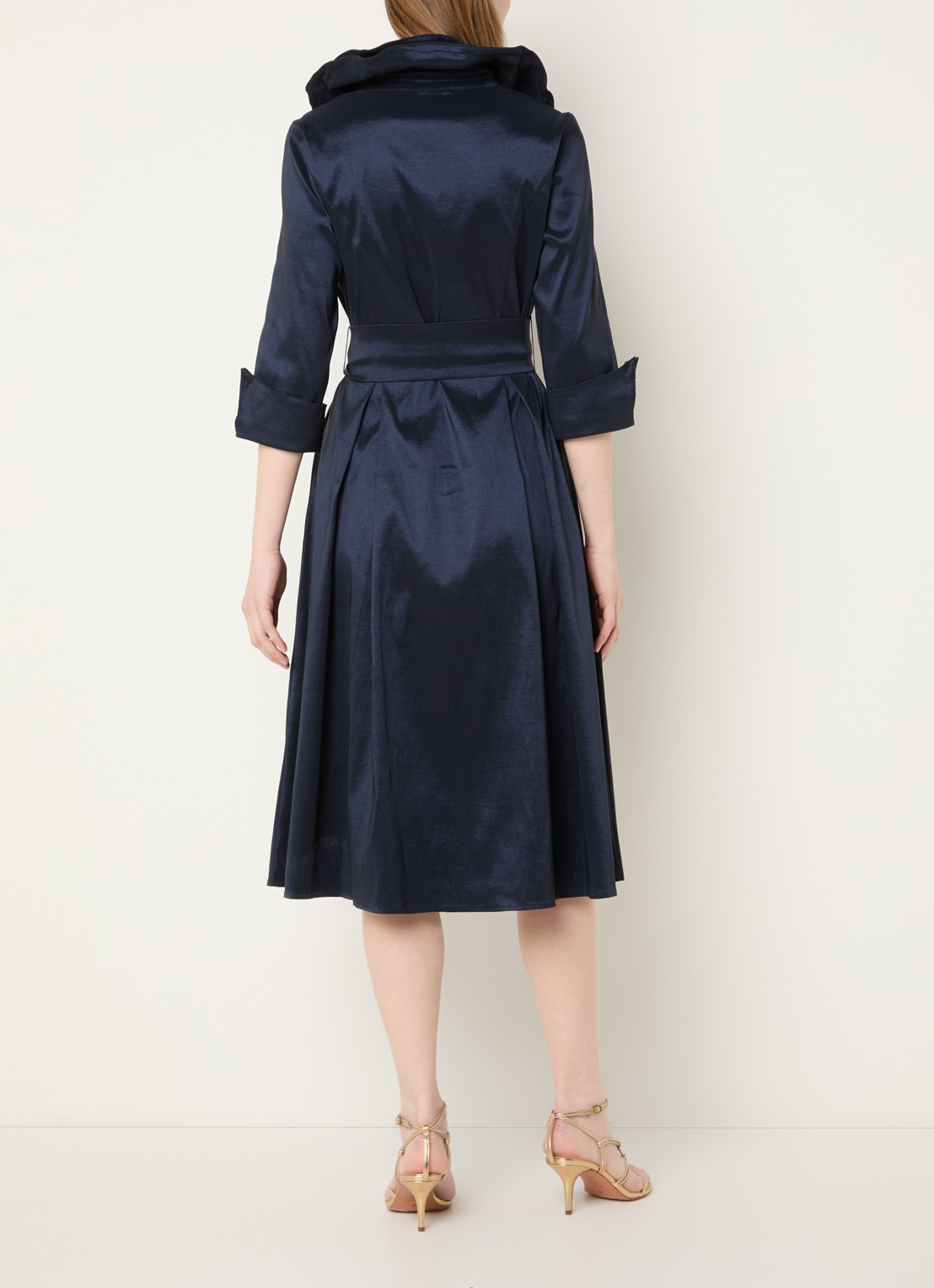 Joseph Ribkoff Midi tuniekjurk met strikceintuur - achterkant 3 donkerblauw