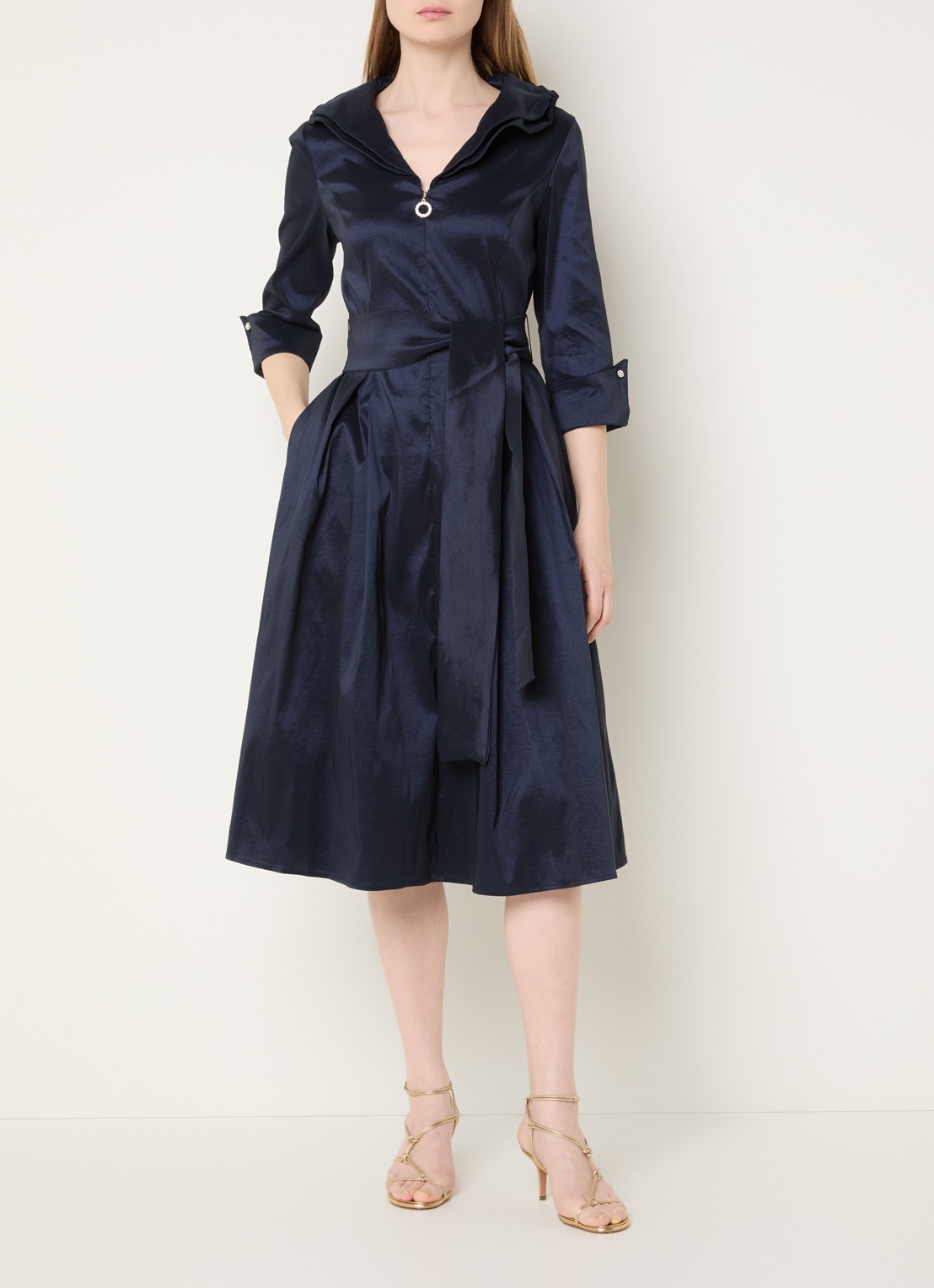 Joseph Ribkoff Midi tuniekjurk met strikceintuur - detail 4 donkerblauw