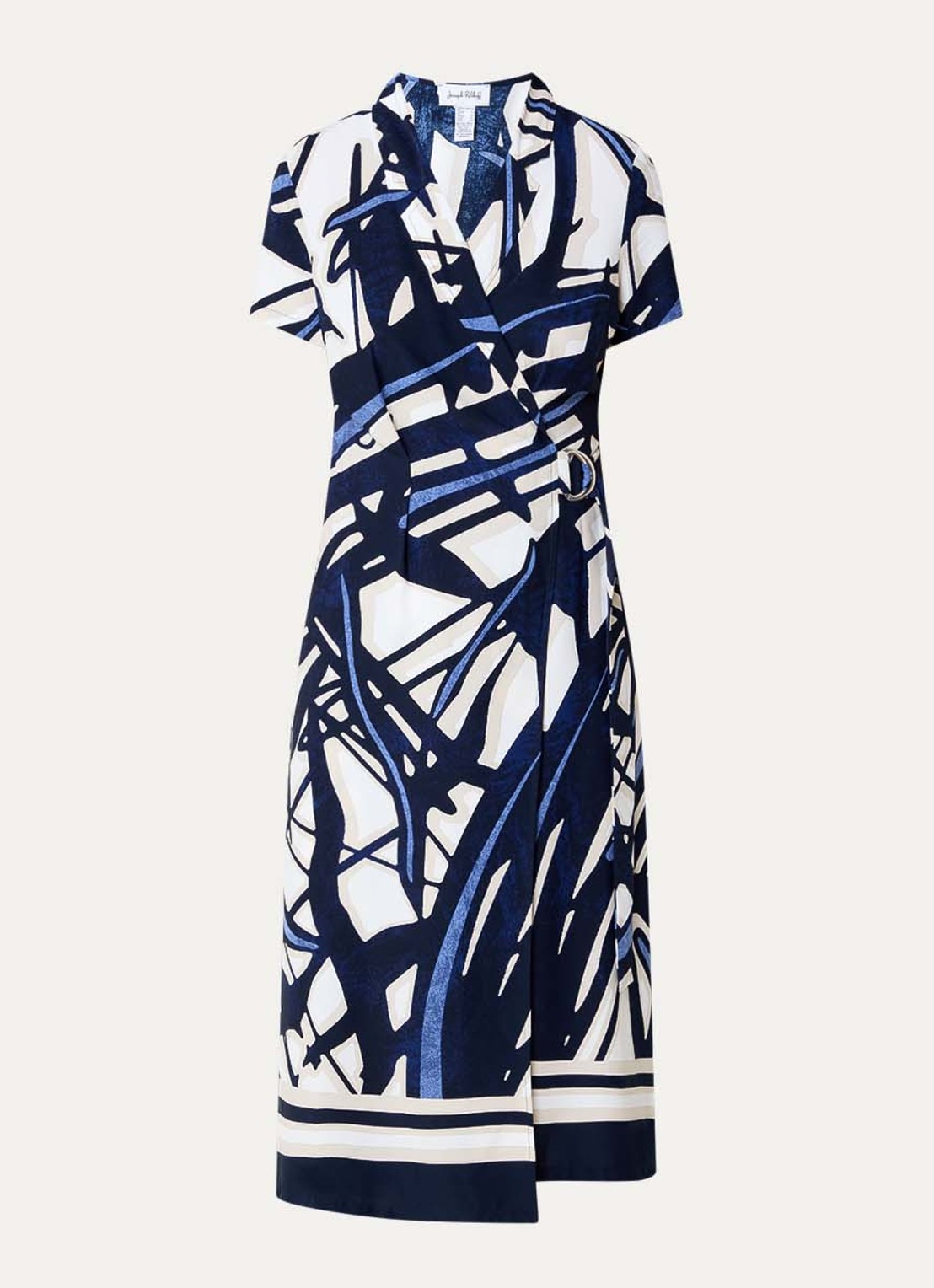 Joseph Ribkoff Midi wikkeljurk met grafische print - voorkant donkerblauw