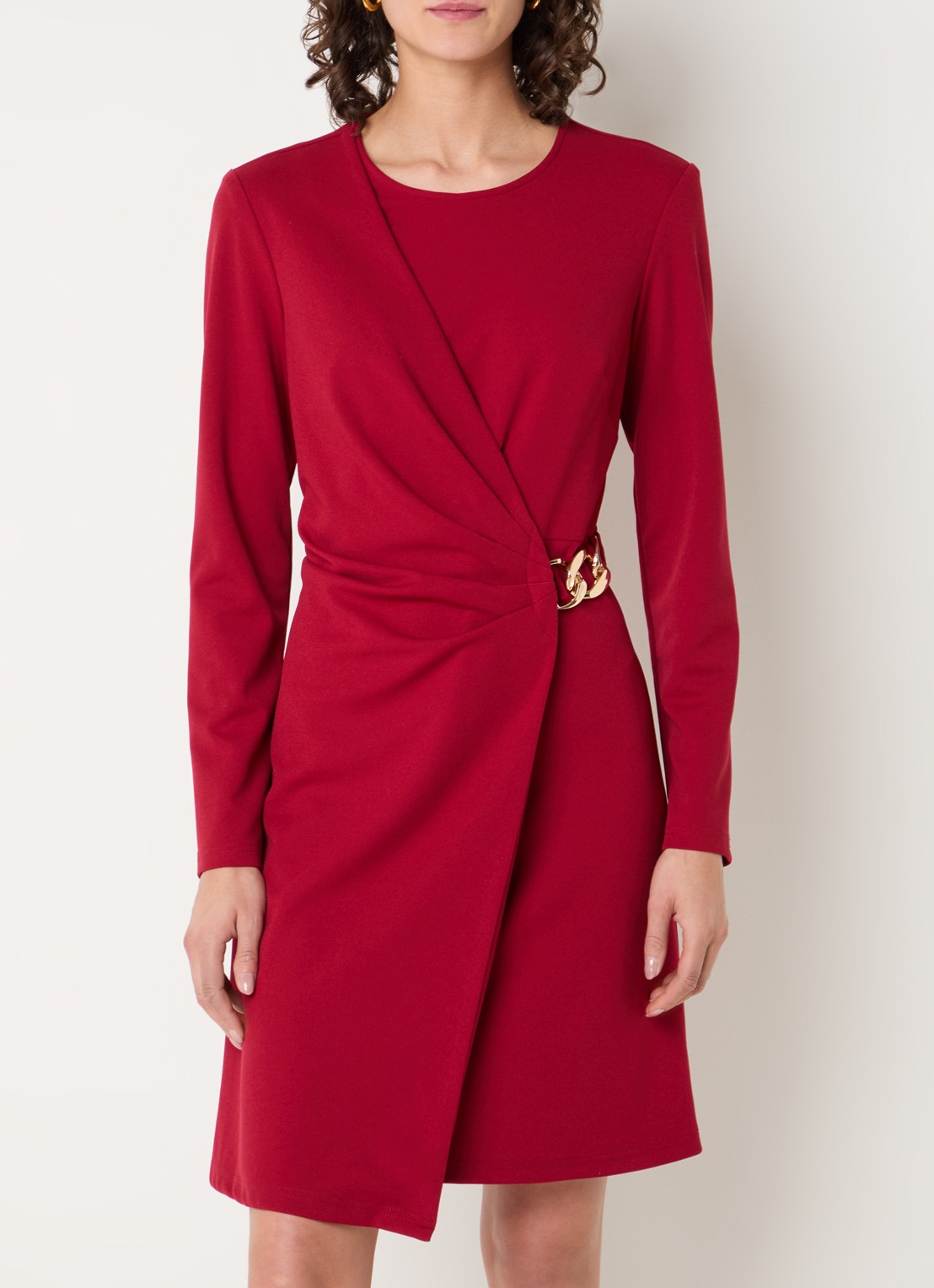 Joseph Ribkoff Mini jurk met ceintuur - detail 2 cranberryrood