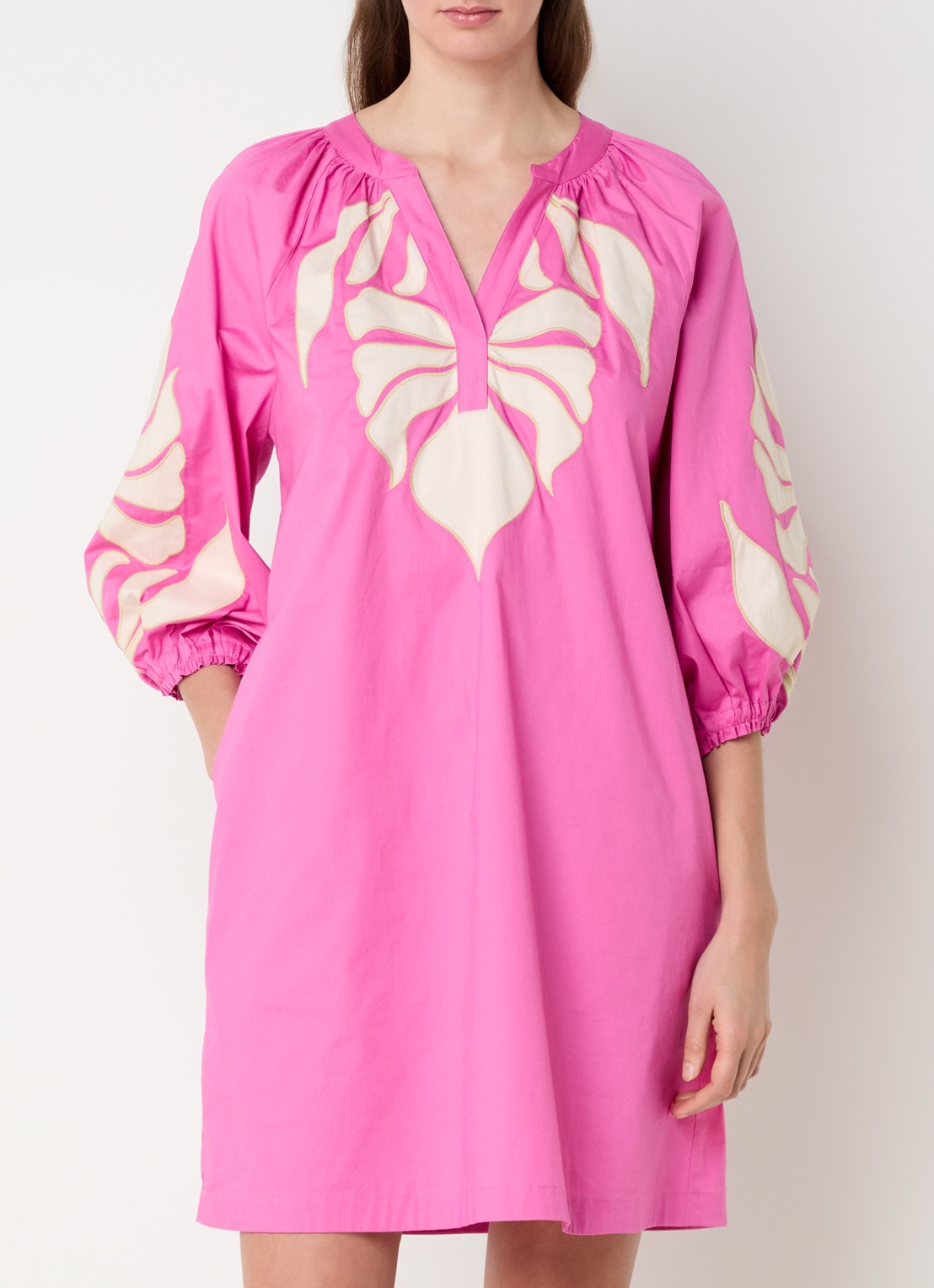 Joseph Ribkoff Mini tuniekjurk met applicatie - detail 4 fuchsia