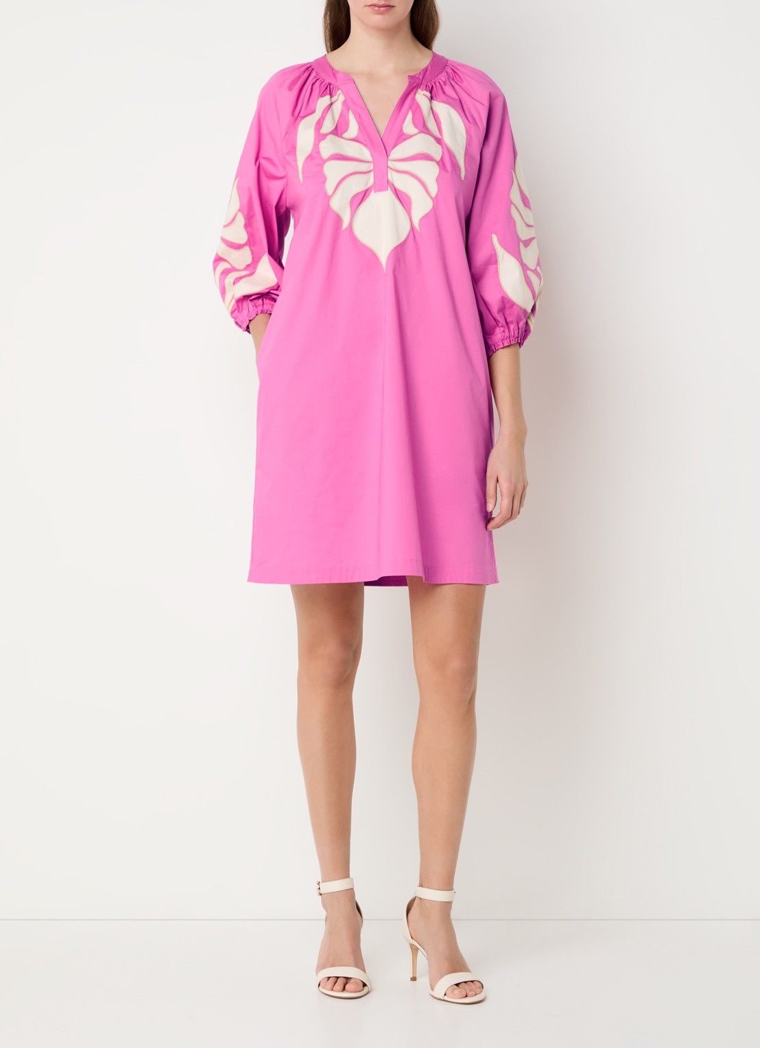Joseph Ribkoff Mini tuniekjurk met applicatie - voorkant 3 fuchsia