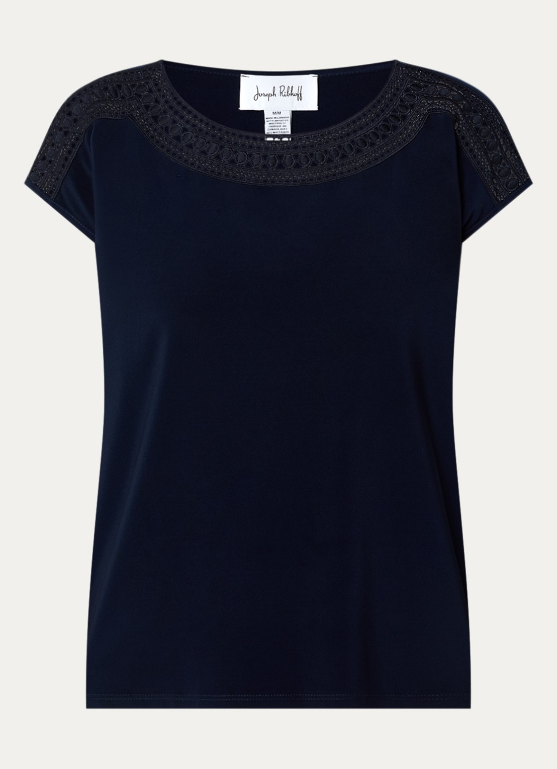 Joseph Ribkoff Mouwloze top met broderie - voorkant 3 donkerblauw