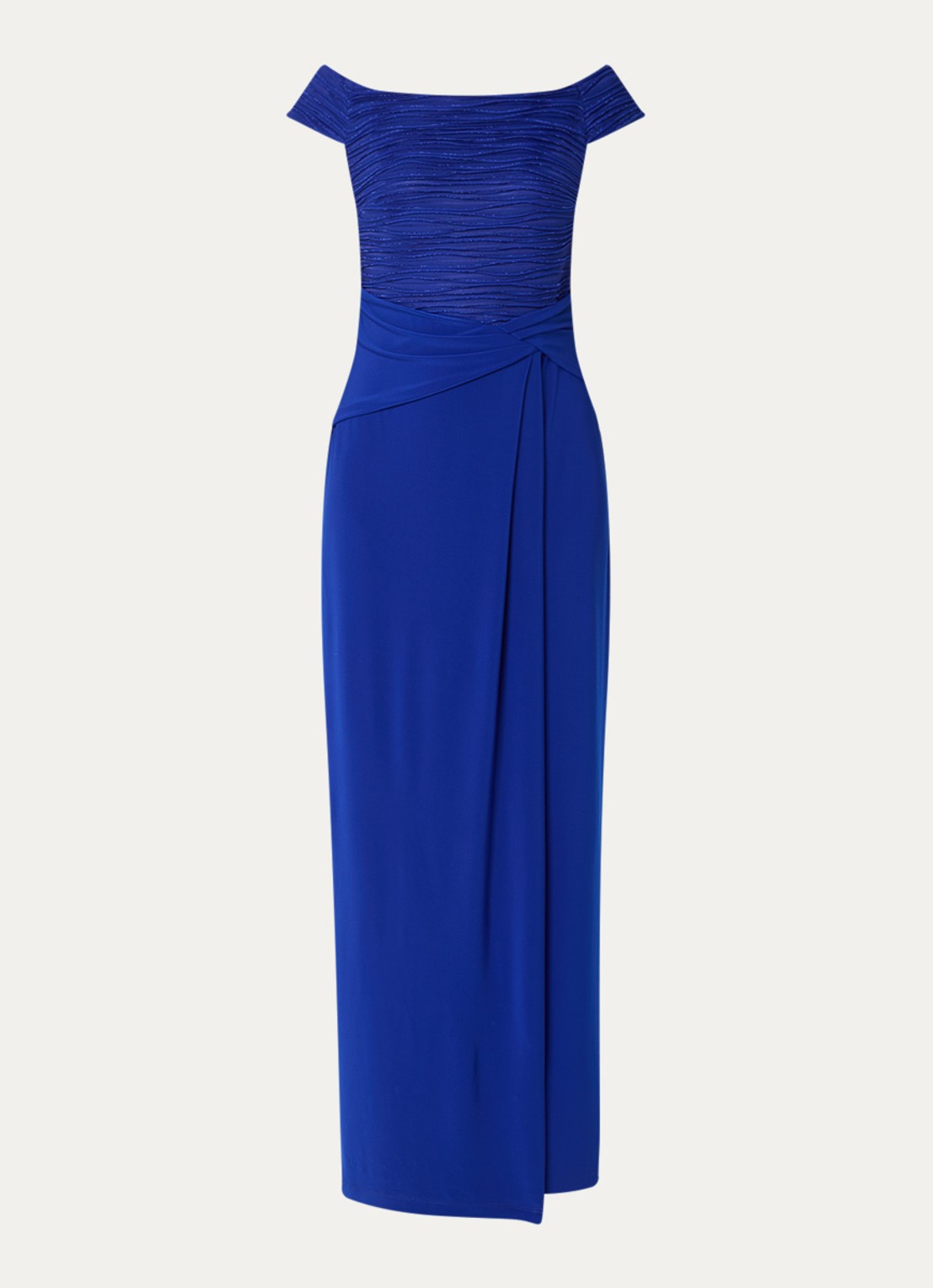 Joseph Ribkoff Off shoulder maxi jurk met lurex - voorkant 2 kobaltblauw