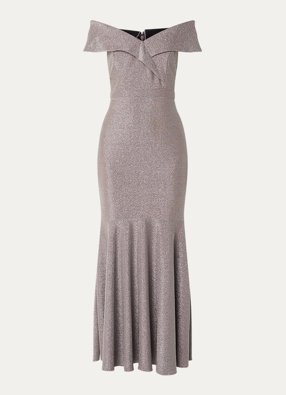 Joseph Ribkoff Off-shoulder maxi jurk met lurex - voorkant 2 zilver