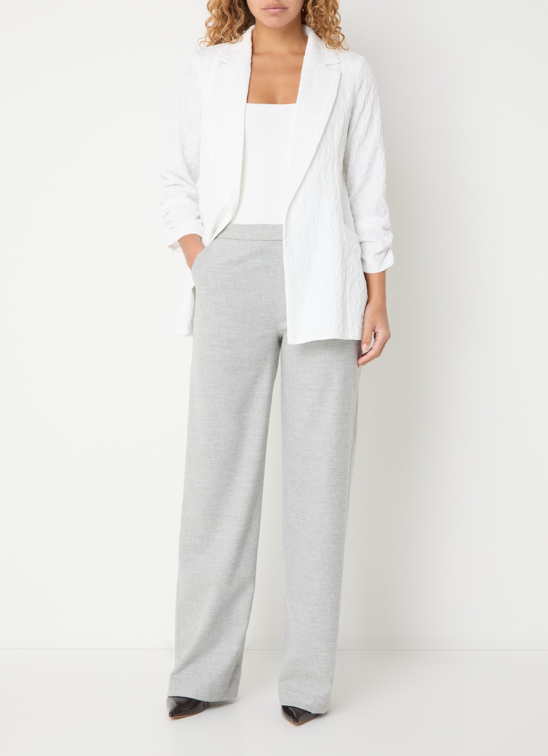 Joseph Ribkoff Oversized blazer met structuur - voorkant 2 wit