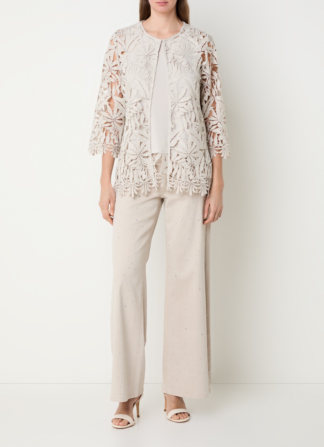 Joseph Ribkoff Semi-transparant jack van kant - voorkant 4 beige