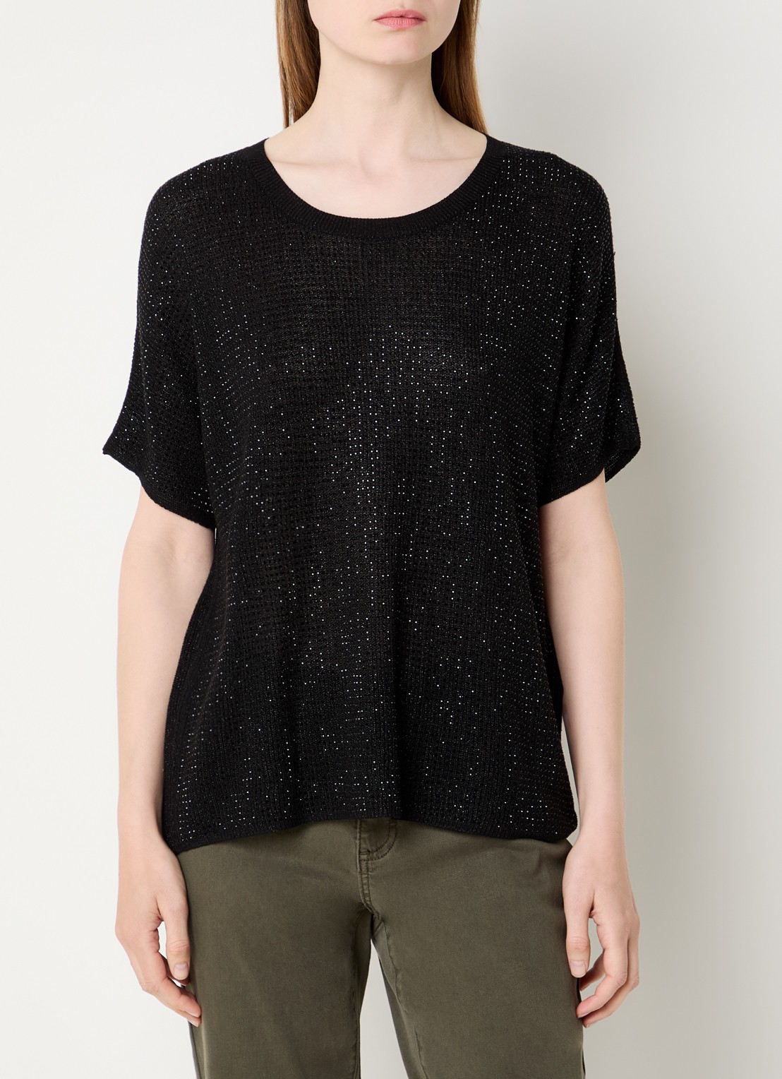 Joseph Ribkoff Semi-transparante top met strass - detail 3 zwart