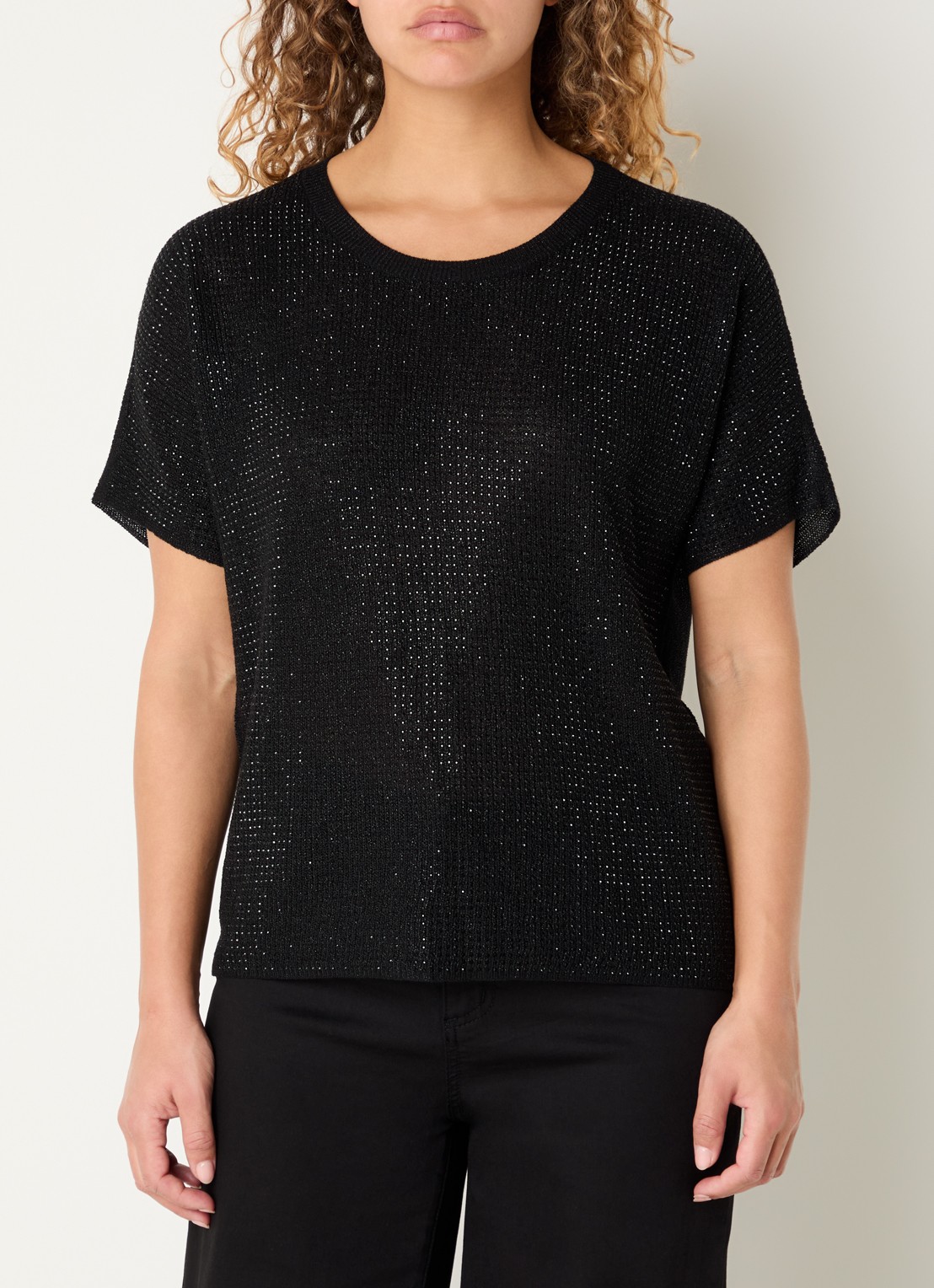 Joseph Ribkoff Semi-transparante top met strass - detail 4 zwart