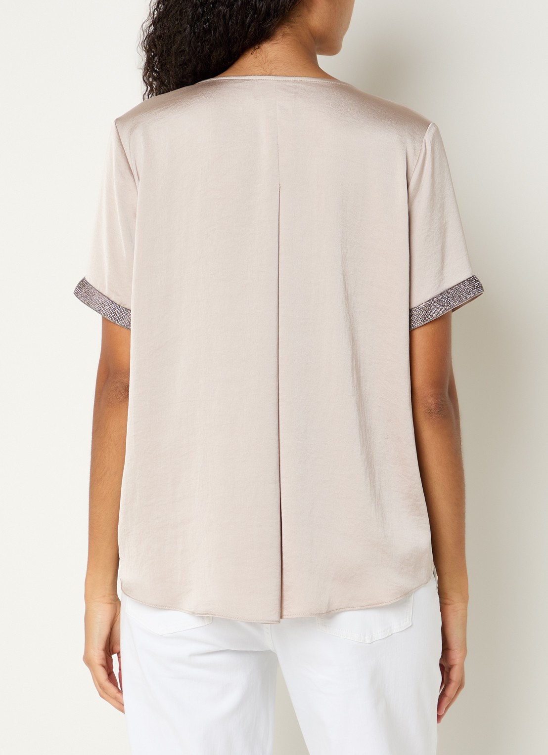Joseph Ribkoff Top van satijn met strass - achterkant 4 donkerbeige