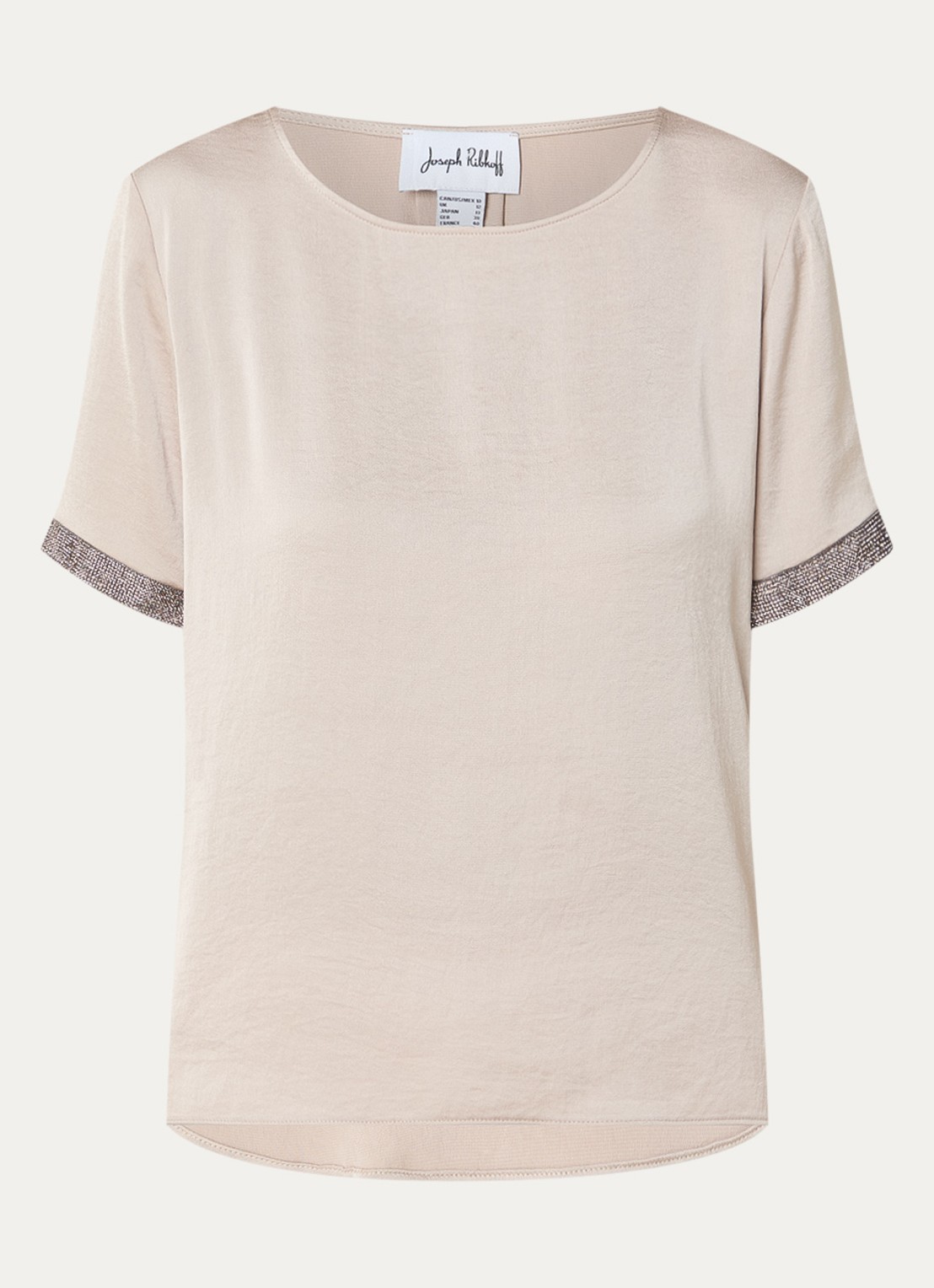 Joseph Ribkoff Top van satijn met strass - voorkant 2 donkerbeige