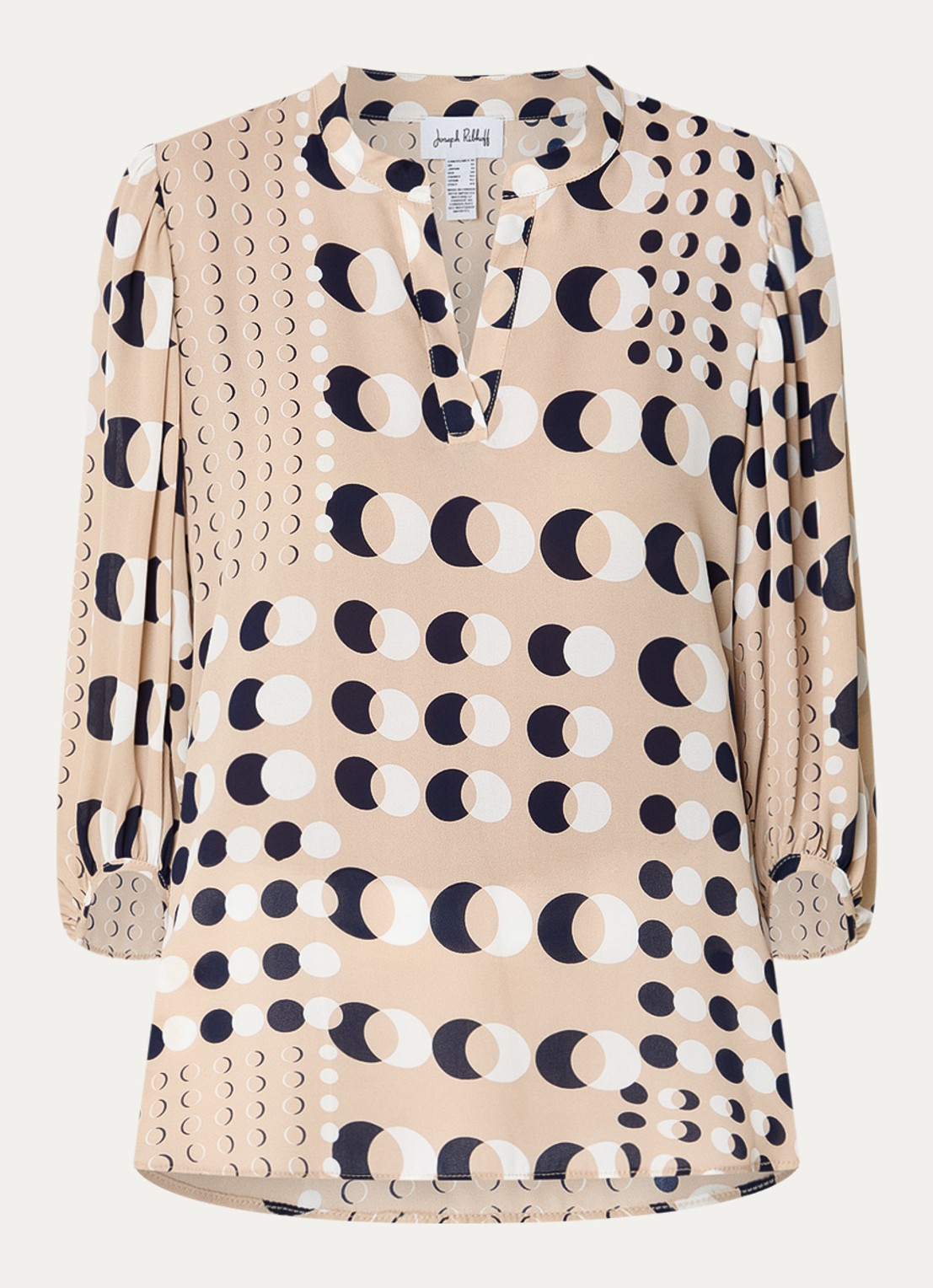 Joseph Ribkoff Tuniek met print en V-hals - voorkant 3 khaki