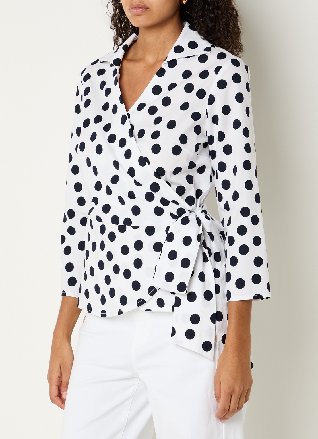 Joseph Ribkoff Tuniek met stippenprint - detail 4 wit