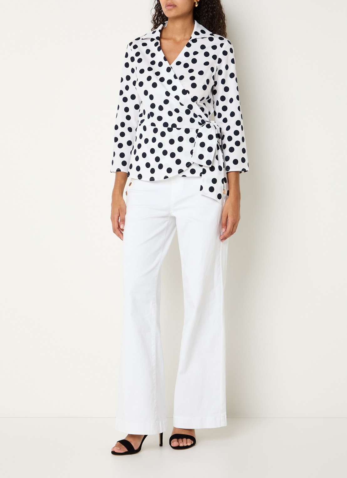 Joseph Ribkoff Tuniek met stippenprint - voorkant 3 wit