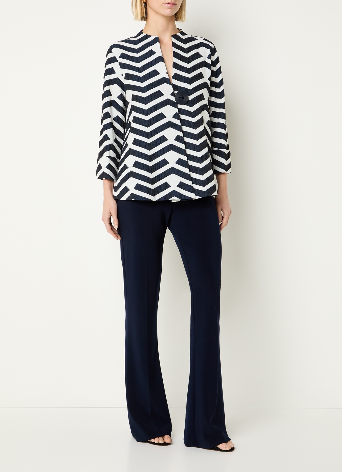 Joseph Ribkoff Tuniek met structuur en grafische print - voorkant 2 wit