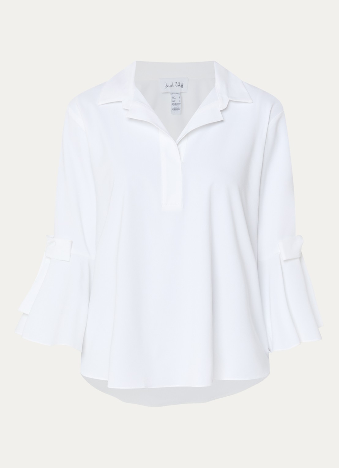 Joseph Ribkoff Tuniek met trompetmouw en strikdetail  - voorkant wit