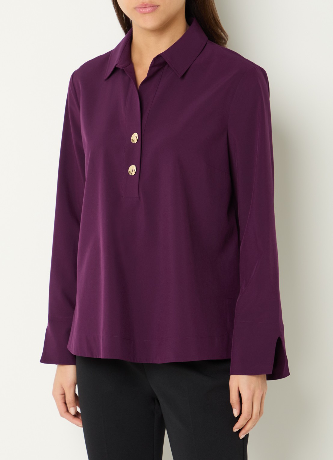 Joseph Ribkoff Tuniek met trompetmouw  - achterkant 3 aubergine
