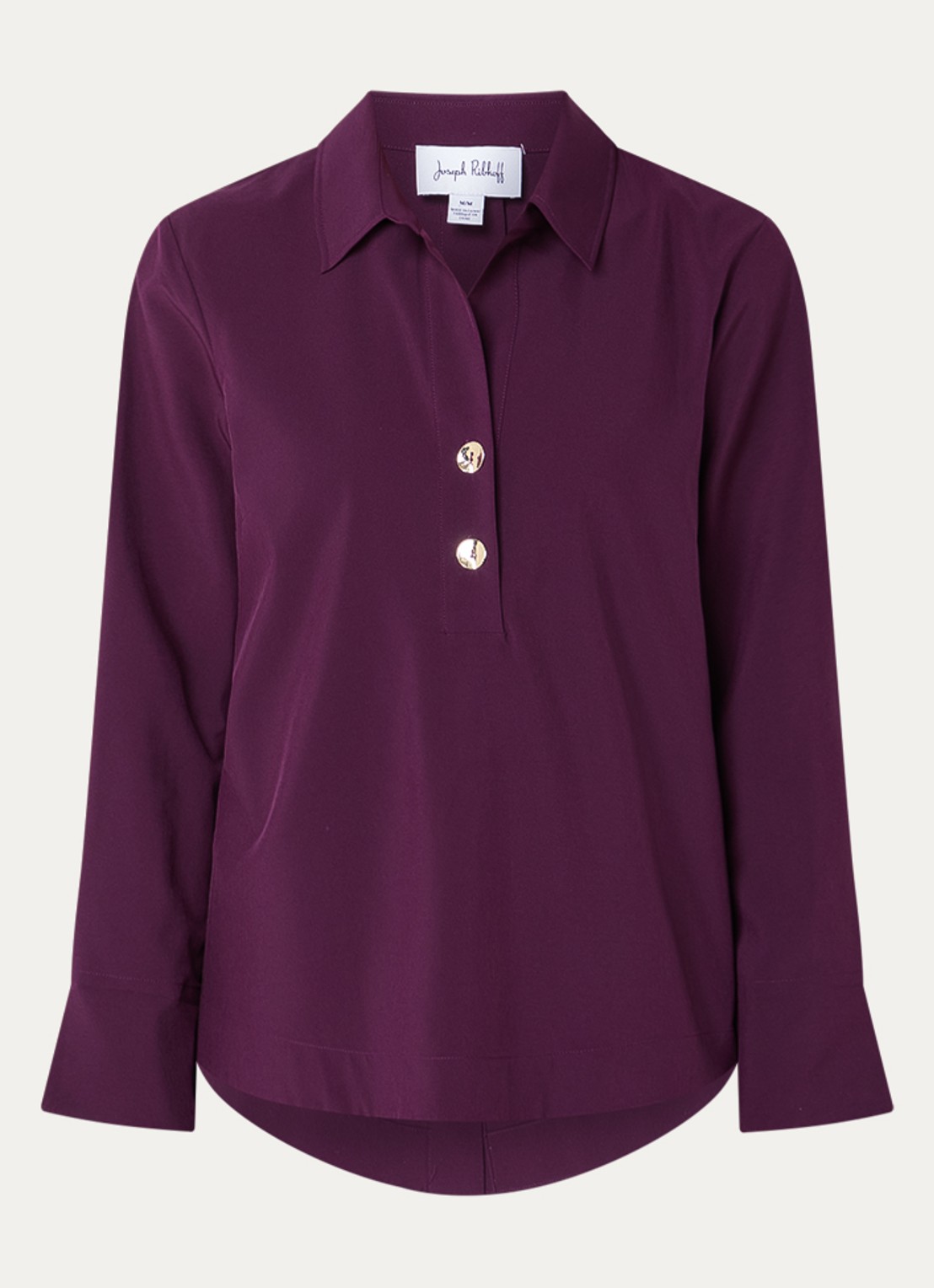 Joseph Ribkoff Tuniek met trompetmouw  - voorkant aubergine